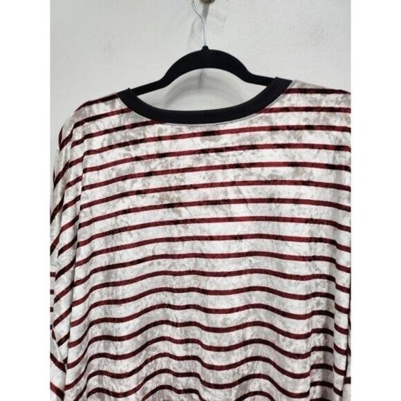 Crescent Drive Womens Velvet Top Size 3X White Red Striped Long Sleeve BOHO - Picture 9 of 9